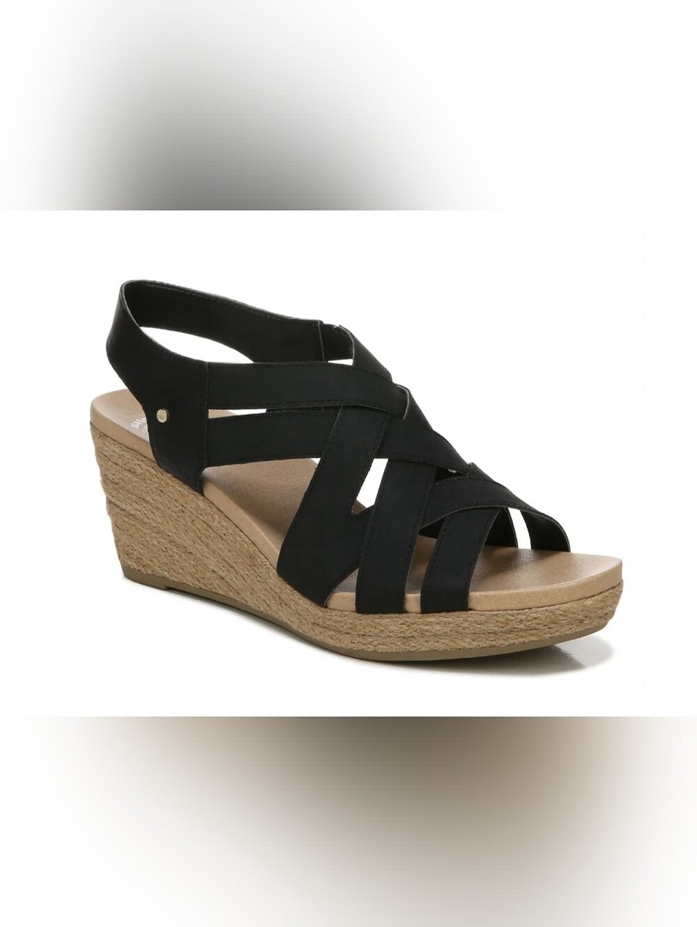 Dr. Scholl's Black Crisscross Espadrille Wedge Sandals